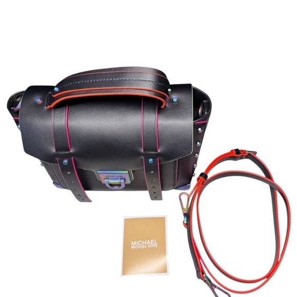 Michael Kors Manhattan Medium Contrast-Trim Leather Satchel NEW WITH TAGS - Picture 8 of 10